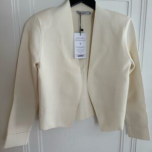 MM Lafleur Cream Blazer Structured Open Front